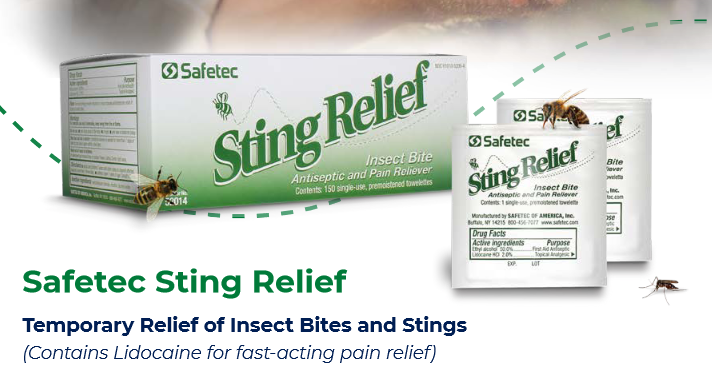 Safetec® Sting Relief Foil Wipes
